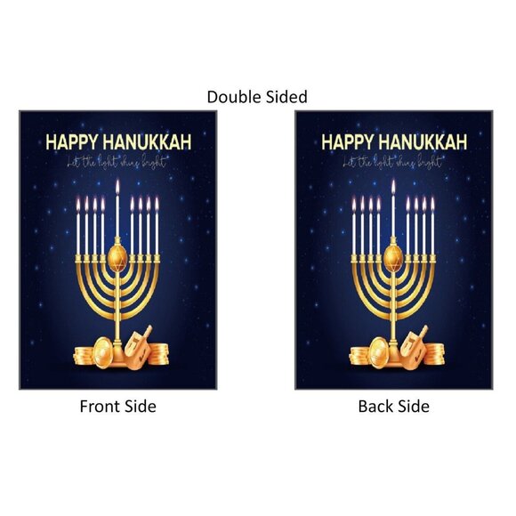 Happy Hanukkah 2 Sided Double Side Garden Flag ~ Let the Light Shine Bright - Picture 4 of 6